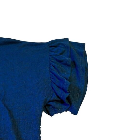 Bobbie Brooks Navy Blue Ruffle Short Sleeve Knit Top Plus Size 1X Tshirt Shirt - Picture 2 of 7